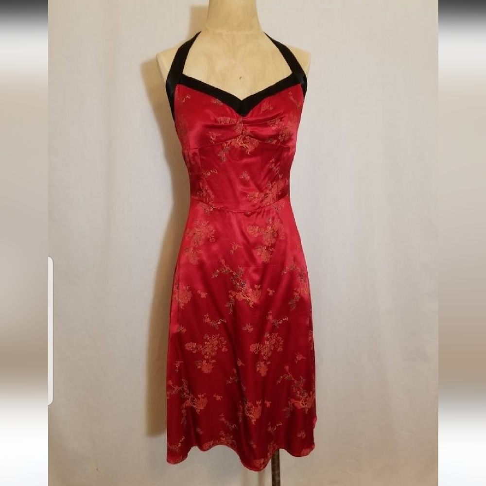 CDC Red and Black Halter Sundress